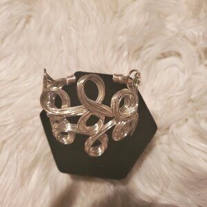 Silver Bangle Bracelet (3" Wide)